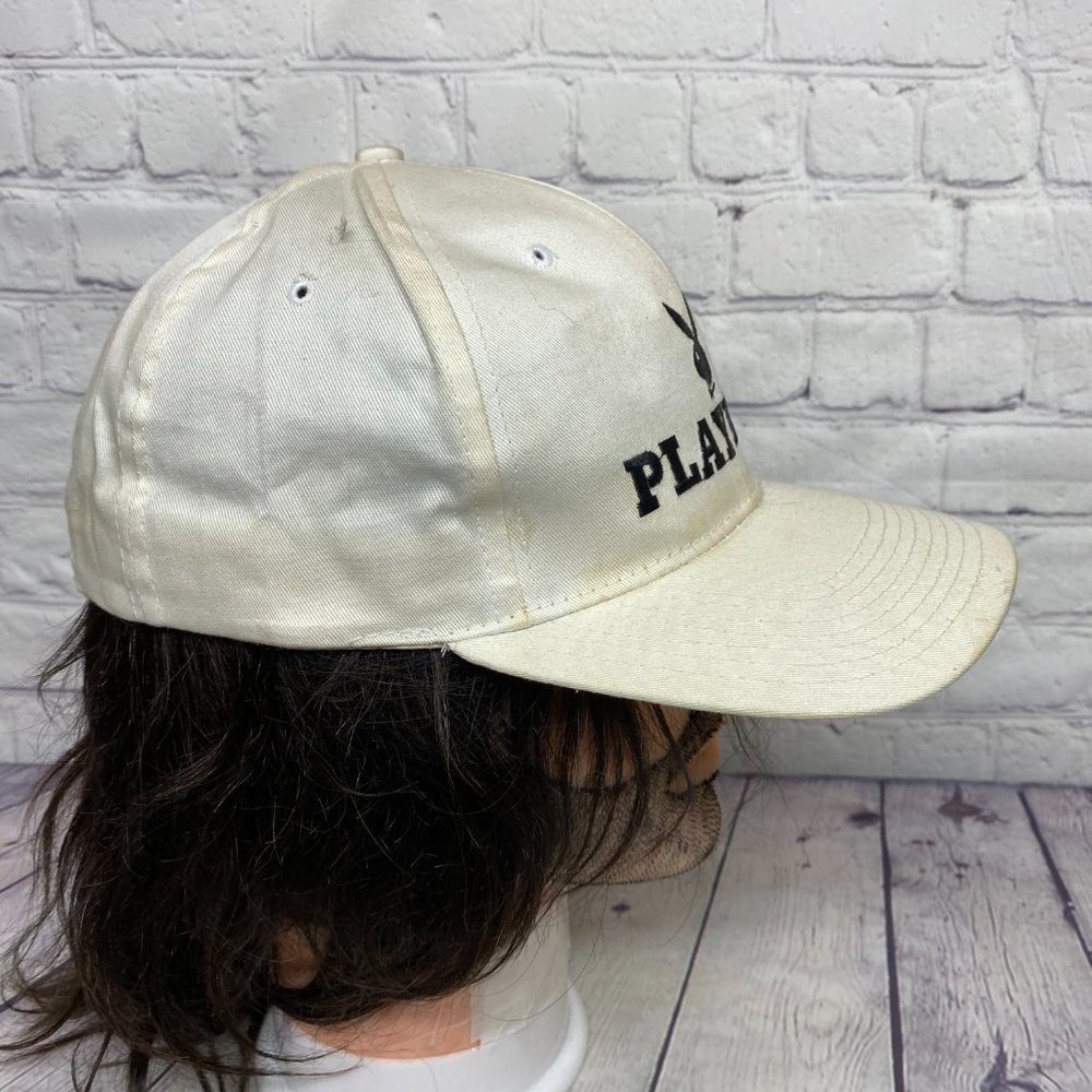 Playboy Baseball Hat Cap Snapback White - STAINS around the Hat See Pictures - Picture 4 of 14